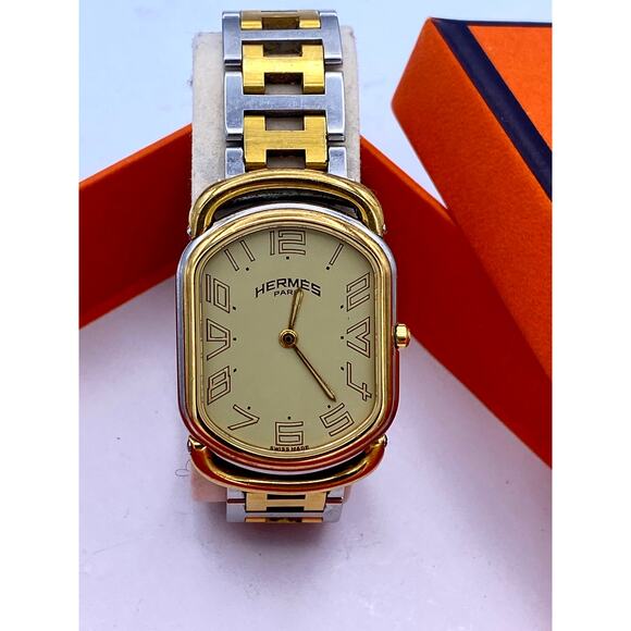 Hermès Two-Tone Stainless Steel & Gold Watch - Picture 2 of 15